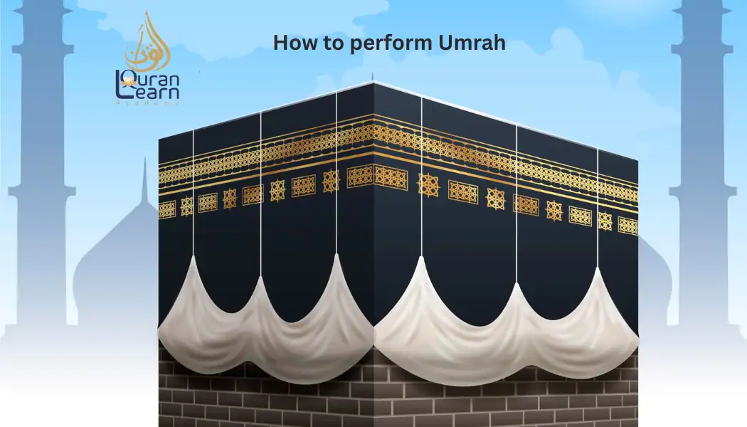 How to perform Umrah step-by-step guide showing the main rites of Umrah in Islam.