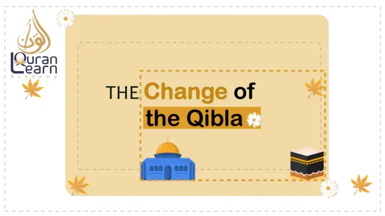 Illustration showing the change of Qibla from Jerusalem to Mecca in Islam